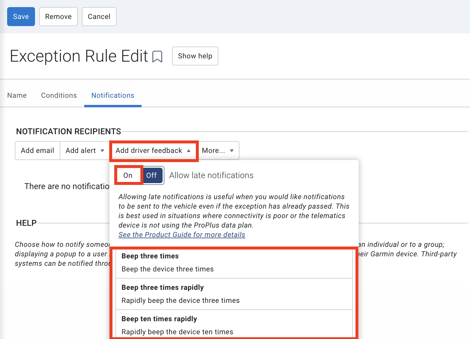 Rules - Creating a notification