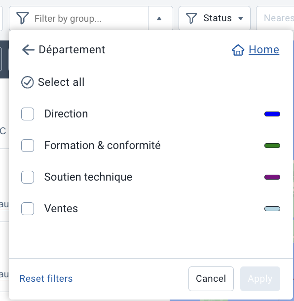 Map : Group Filter (Feature Preview)