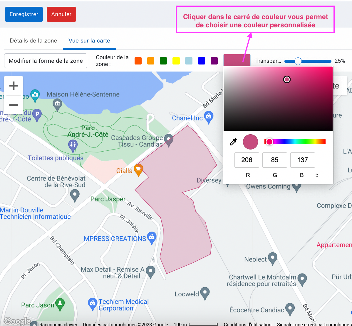 Zones : Création d'une zone